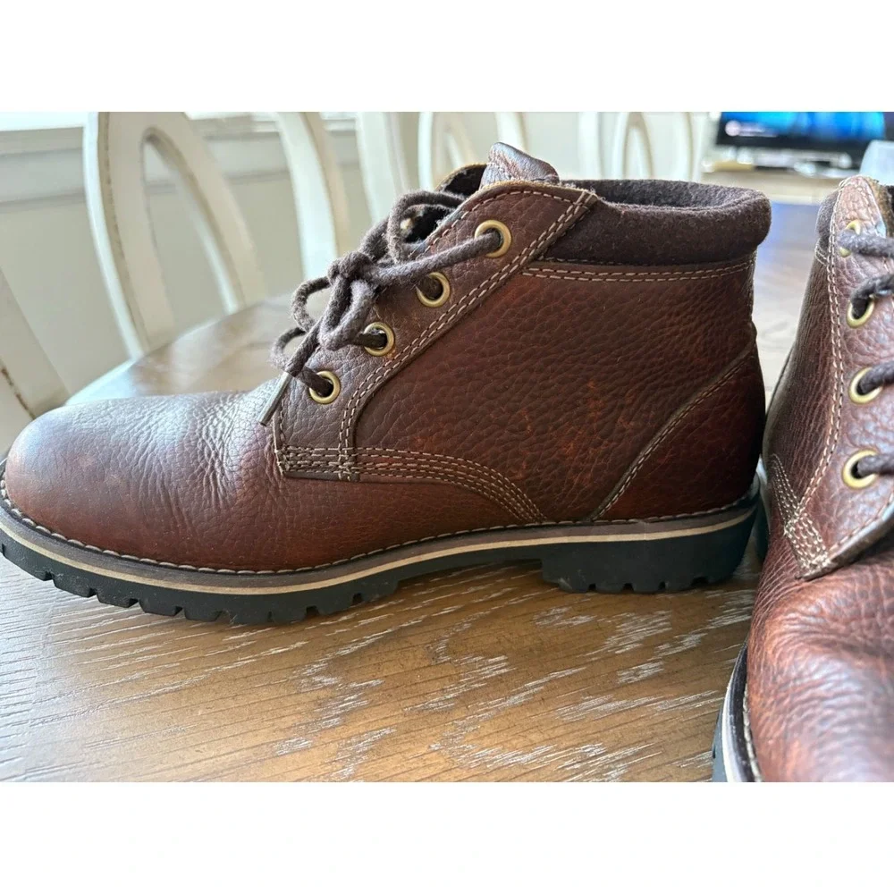 GH Bass Luxe Men Brown Pebbled Leather Lace Up Ankle Lug Sole Boots 7M 02P2-2886
